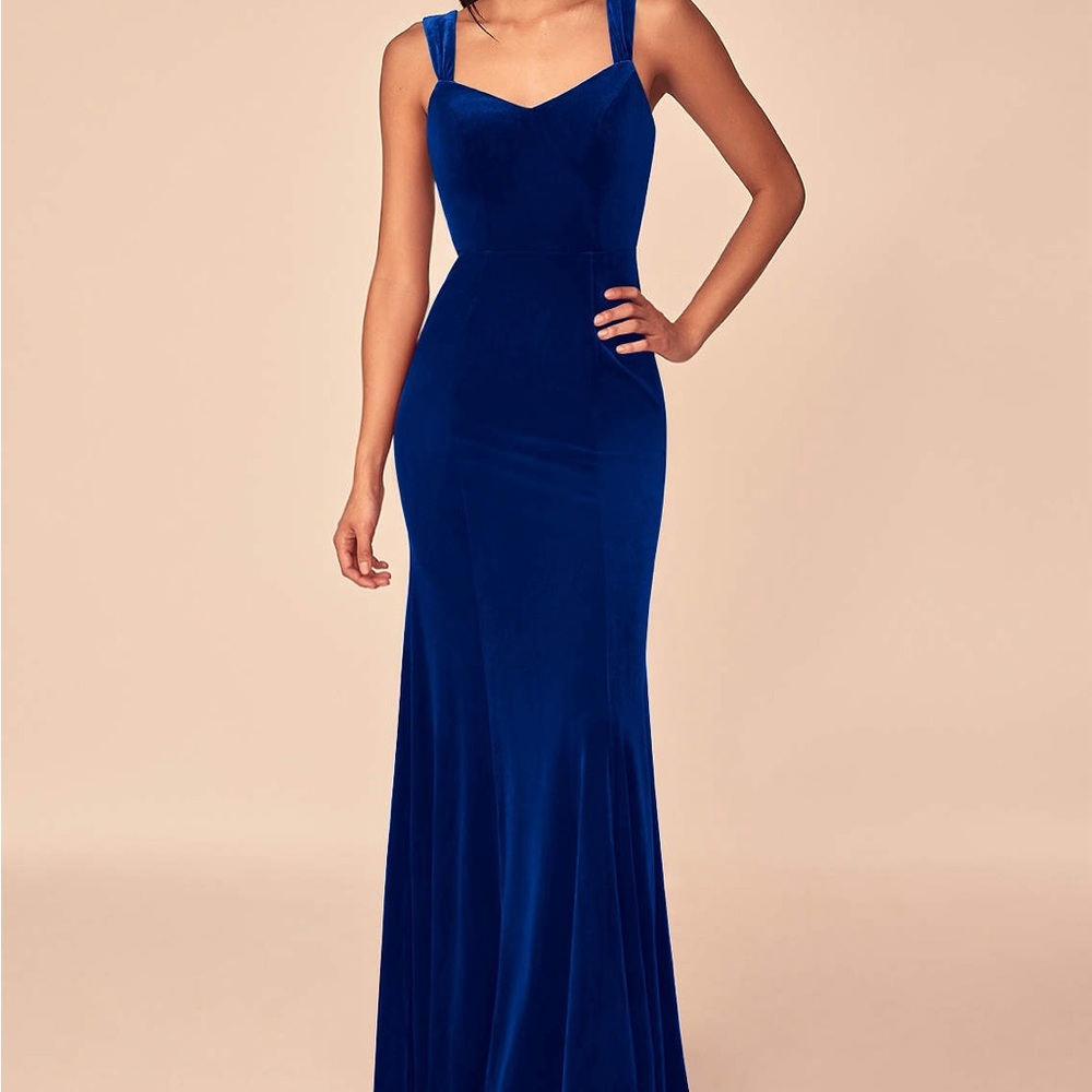 Mermaid V-Neck Keyhole Back velvet Floor-Length Dress Navy Blue
4.2